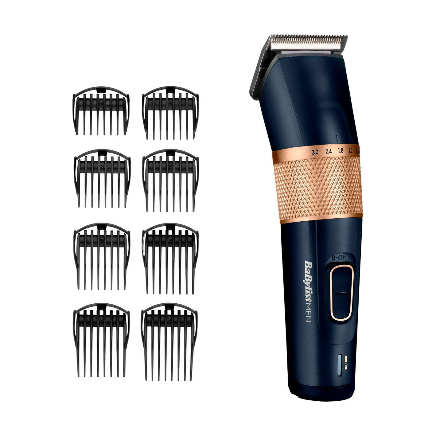 Машинка для стрижки волосся BaByliss 8 насадок, з кейсом, синя (E986E)